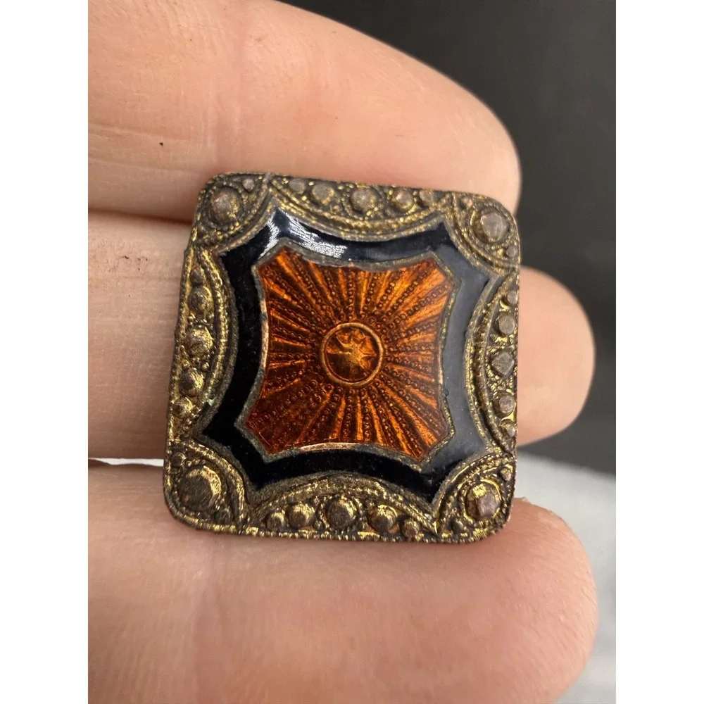 Vintage Women’s Buckle Set Art Deco Inspired Gold Tone Enamel